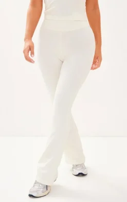 Cream Melange Flared Yoga Pants