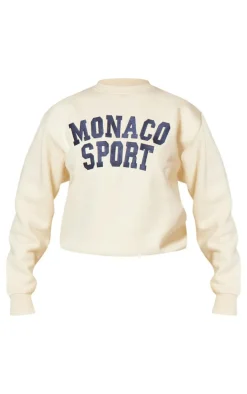 Cream Monaco Sports Embroidered Sweatshirt