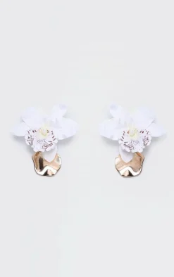 Cream Orchid Statement Earrings