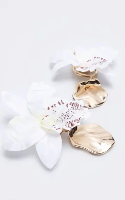 Cream Orchid Statement Earrings