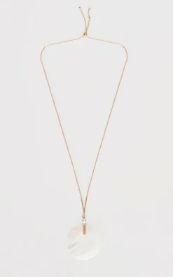 Cream Oval Stone String Necklace