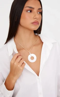 Cream Oval Stone String Necklace
