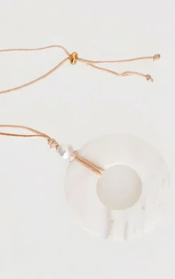 Cream Oval Stone String Necklace