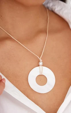 Cream Oval Stone String Necklace