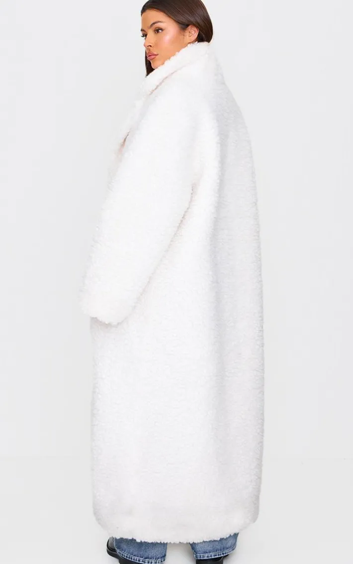 Cream Plush Borg Maxi Coat