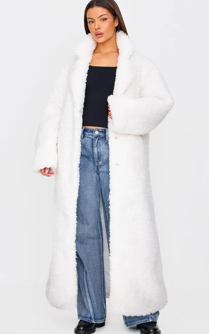 Cream Plush Borg Maxi Coat