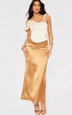 Cream Premium Satin Rose Applieque Corset Top