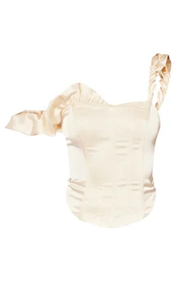 Cream Premium Satin Rose Applieque Corset Top