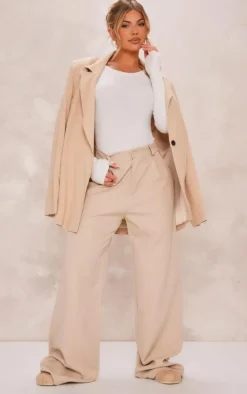 Cream Ribbed Knit Long Sleeve Bodysuit