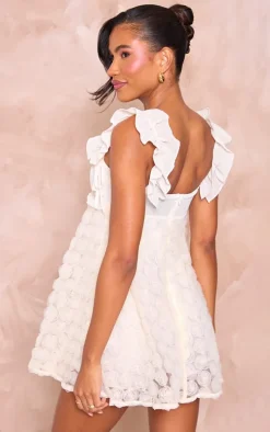 Cream Rose Organza Frill Strap Skort Romper