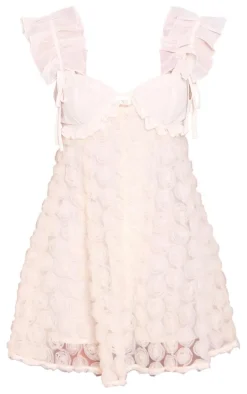 Cream Rose Organza Frill Strap Skort Romper