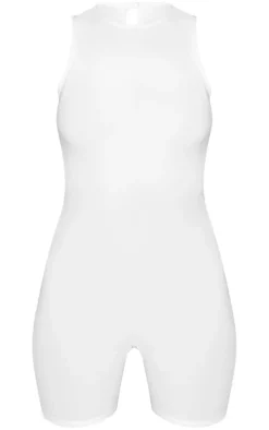 Cream Sculpt Cut Out Detail Sleeveless Unitard