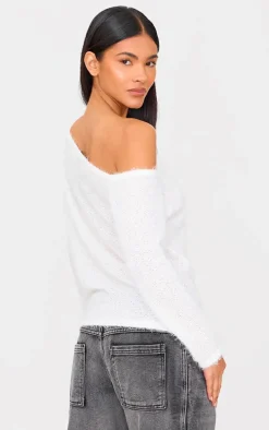 Cream Slouchy Texured Oversized Sweater