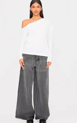 Cream Slouchy Texured Oversized Sweater