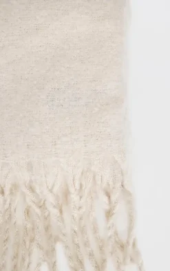 Cream Soft Blanket Tassel Scarf