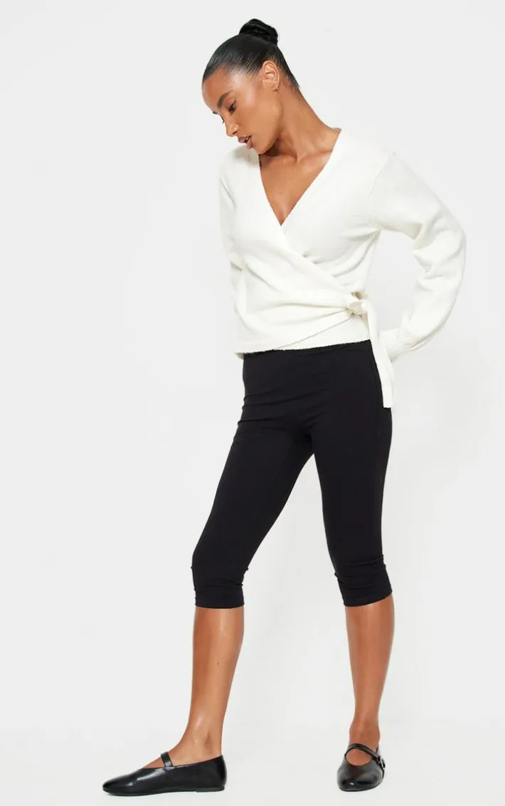 Cream Soft Knit Wrap Cardigan