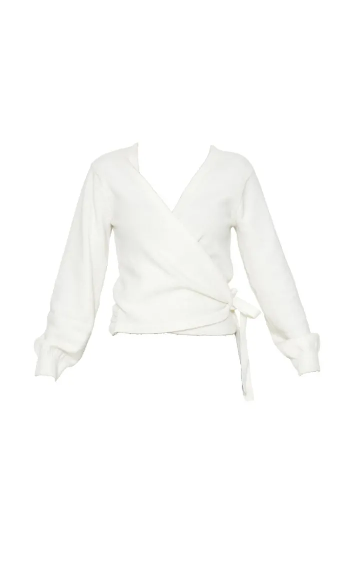 Cream Soft Knit Wrap Cardigan