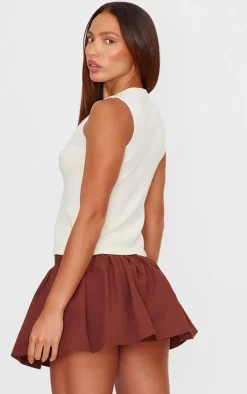 Cream Soft Knitted Button Through Vest