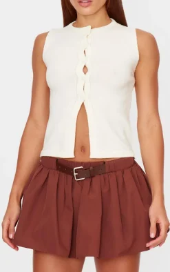 Cream Soft Knitted Button Through Vest