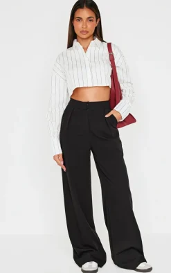 Cream Striped Cropped Shirt