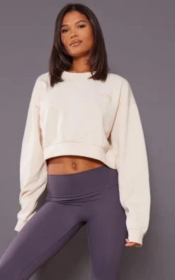 Cream Studio Mode Embroidered Cropped Sweatshirt