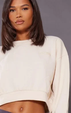 Cream Studio Mode Embroidered Cropped Sweatshirt