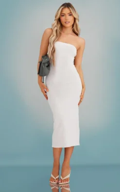 Cream Super Soft Knit Bandeau Dress