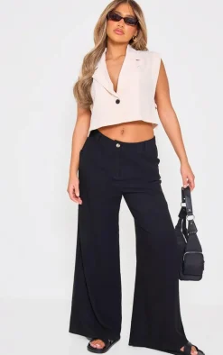 Cream Tailored Button Oversized Vest