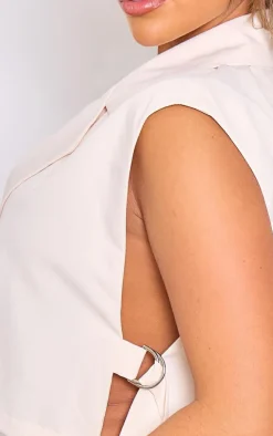 Cream Tailored Button Oversized Vest