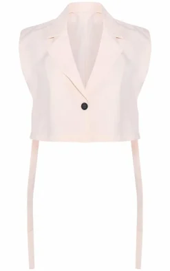 Cream Tailored Button Oversized Vest