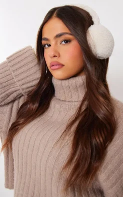 Cream Teddy Ear Muffs