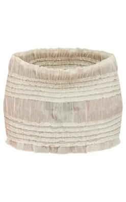 Cream Textured Woven Low Rise Mini Skirt