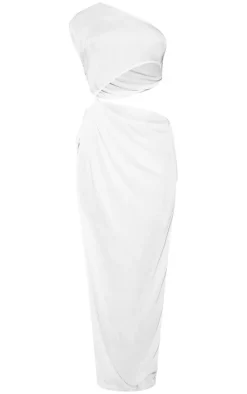 Cream Tie Detail Cut Out Beach Dress