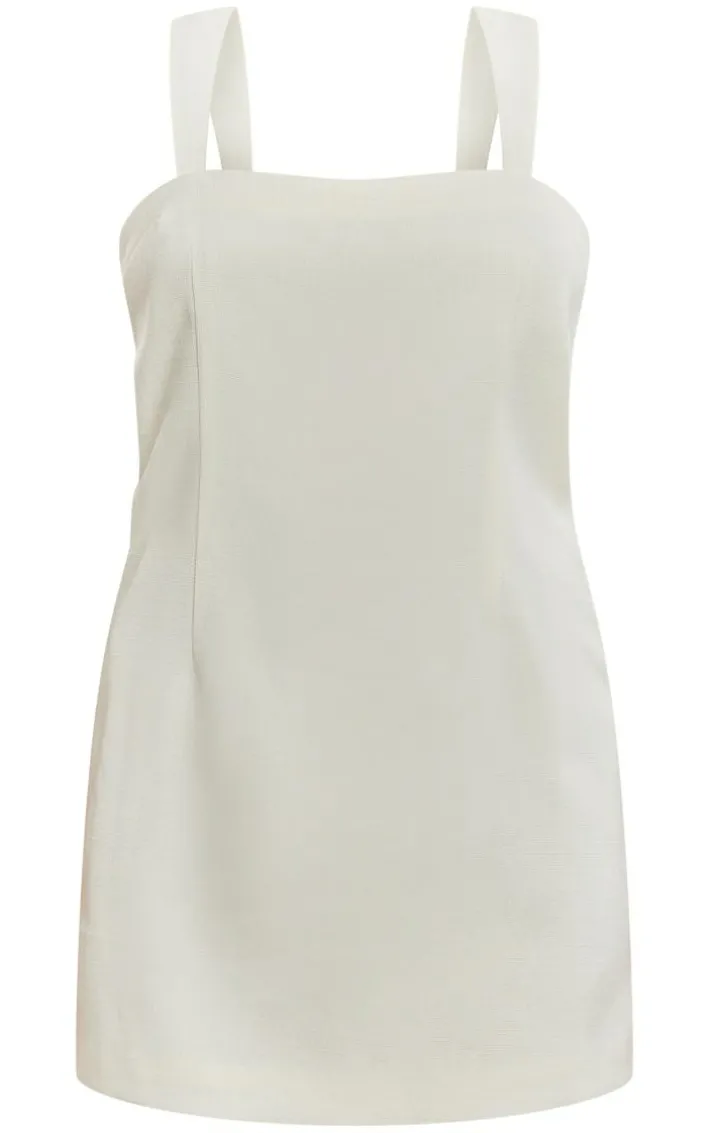 Cream Twill Cut Out Bow Shift Dress