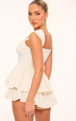 Cream Twill Tie Front Corset Rara Romper