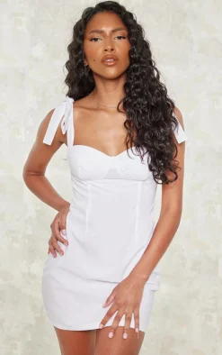 Cream Underwire Detail Tie Strap Shift Dress