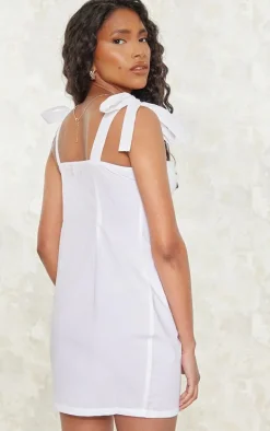 Cream Underwire Detail Tie Strap Shift Dress