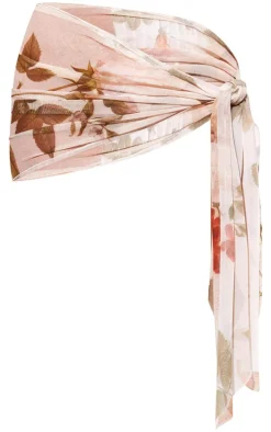 Cream Vintage Floral Mesh Mini Beach Sarong