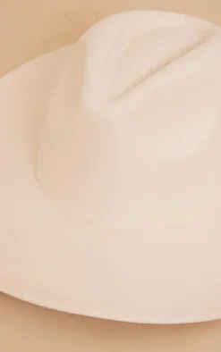 Cream Wide Brim Fedora Hat
