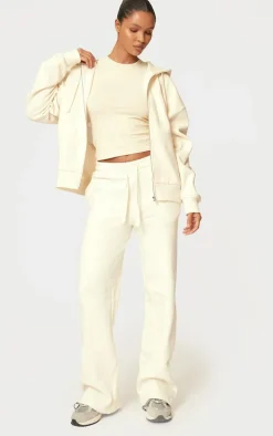 Cream Wide Leg Oversized Sweatpants