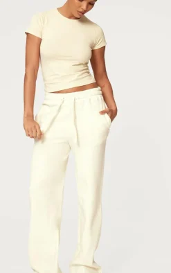 Cream Wide Leg Oversized Sweatpants