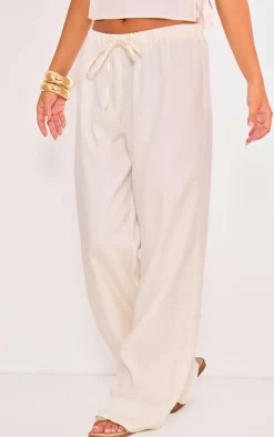 Cream Wide Leg Tailored Pants