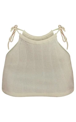 Cream Wide Rib Knitted Mini Skirt