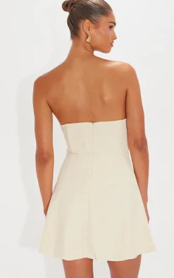 Cream Woven Bandeau Corset Shift Dress