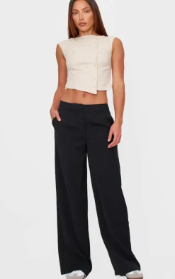 Cream Woven Boatneck Vest