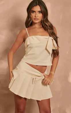 Cream Woven Bow Cami Long Top