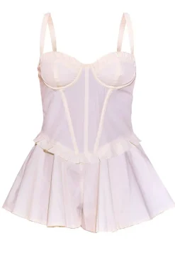Cream Woven Corset Detail Floaty Romper