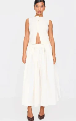 Cream Woven Floaty A Line Midaxi Skirt