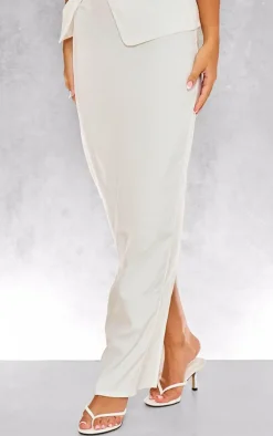 Cream Woven Mid Rise Maxi Skirt