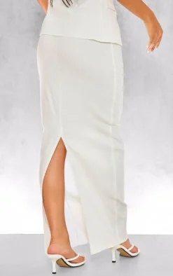 Cream Woven Mid Rise Maxi Skirt